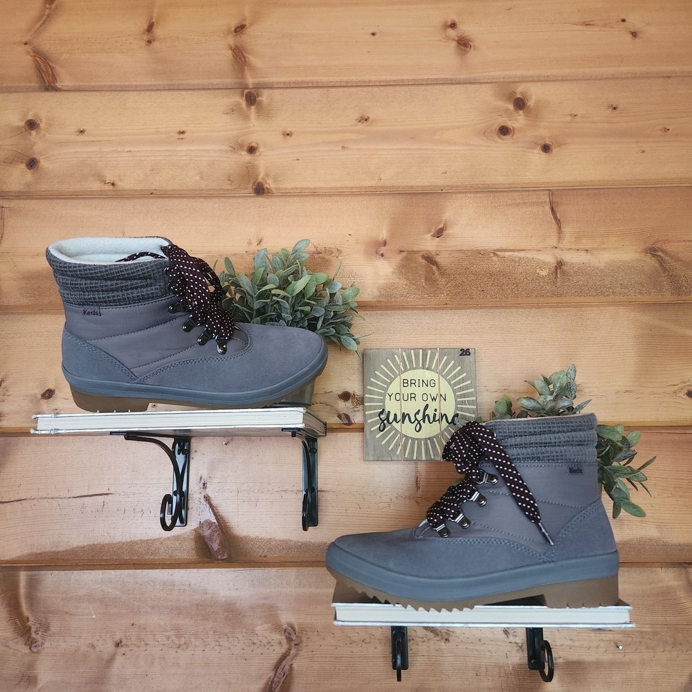 Keds‎ Suede Leather Winter Water Resistant Ankle Camp Boot Gray WH65575 Size 8
